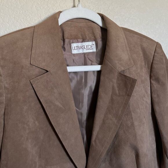 Vintage 70s Suede Leather Blazer Jacket Sz Small in Tan - Picture 3 of 6